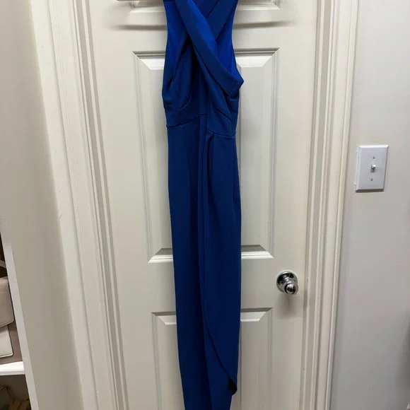 Elegant Blue Halter Dress - Picture 4 of 5